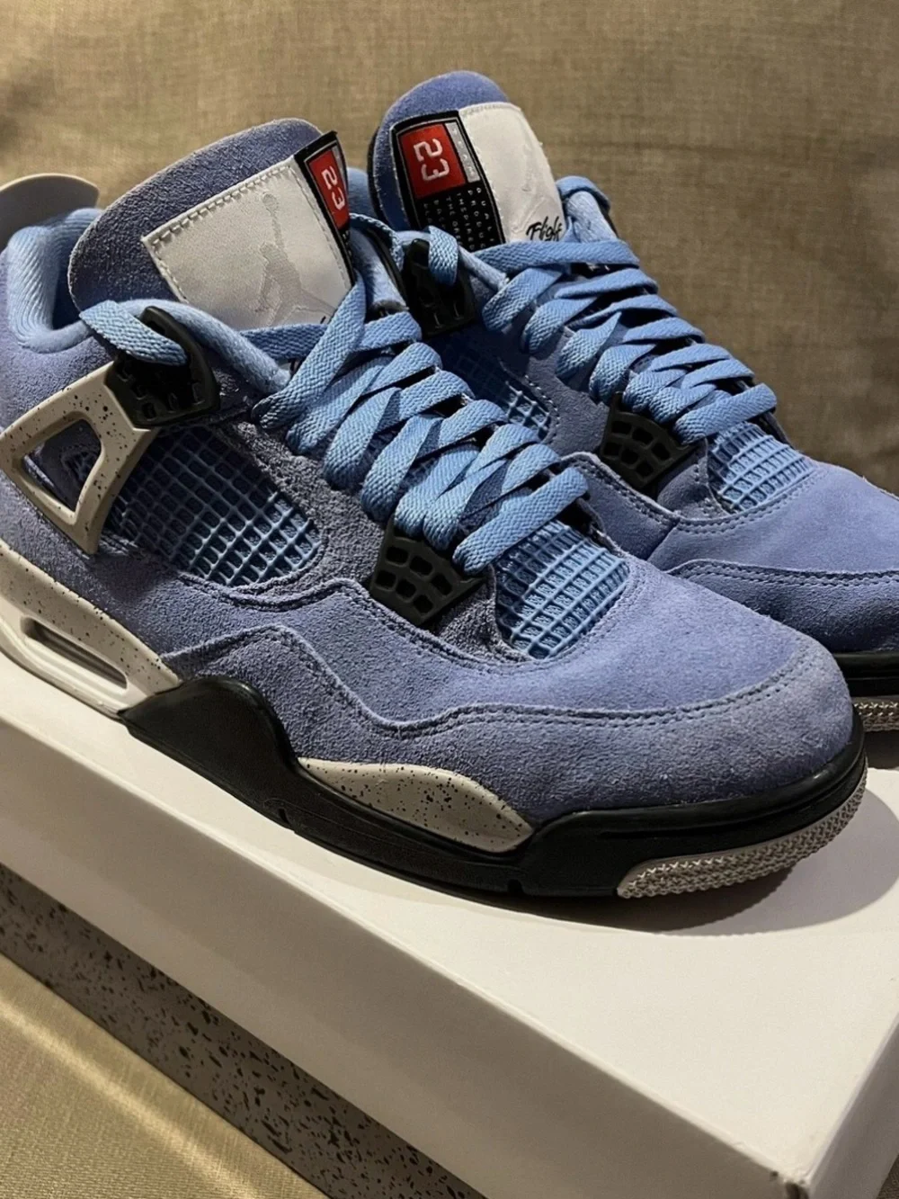 Jordan Men’s Suede Basketball Sneakers in Light Blue and Black